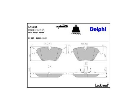Brake Pad Set, disc brake LP1956 Delphi, Image 4