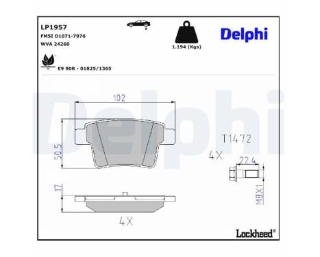 Brake Pad Set, disc brake LP1957 Delphi