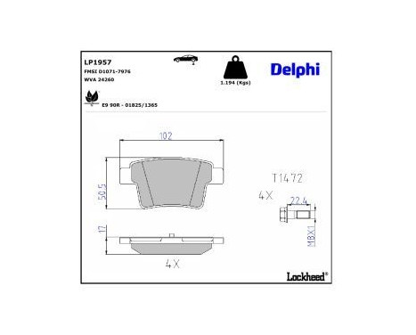 Brake Pad Set, disc brake LP1957 Delphi