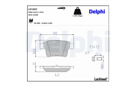 Brake Pad Set, disc brake LP1957 Delphi, Image 3