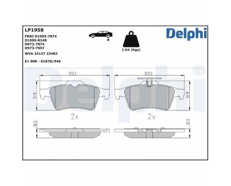 Brake Pad Set, disc brake LP1958 Delphi