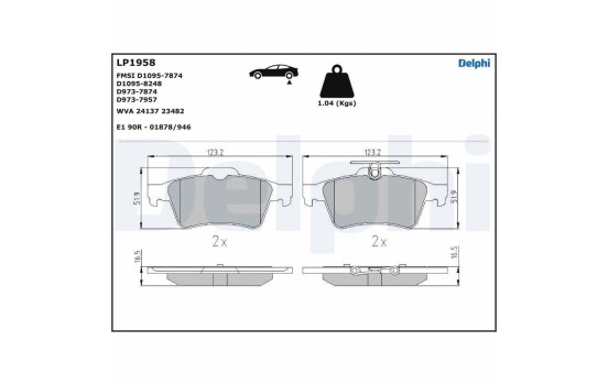 Brake Pad Set, disc brake LP1958 Delphi, Image 5