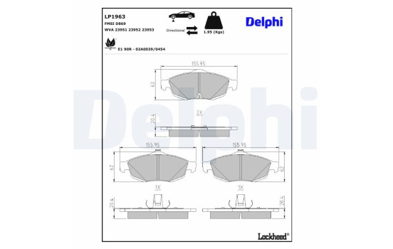 Brake Pad Set, disc brake LP1963 Delphi