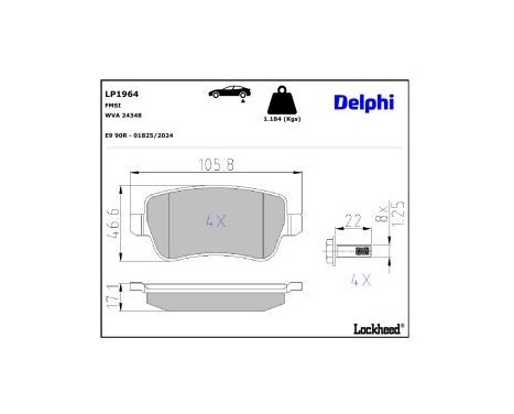 Brake Pad Set, disc brake LP1964 Delphi