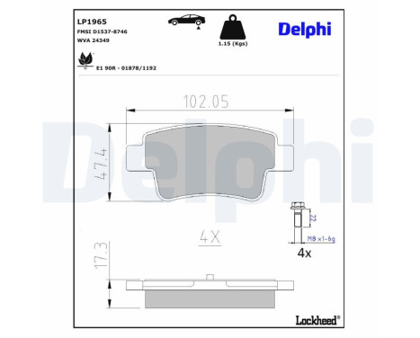 Brake Pad Set, disc brake LP1965 Delphi