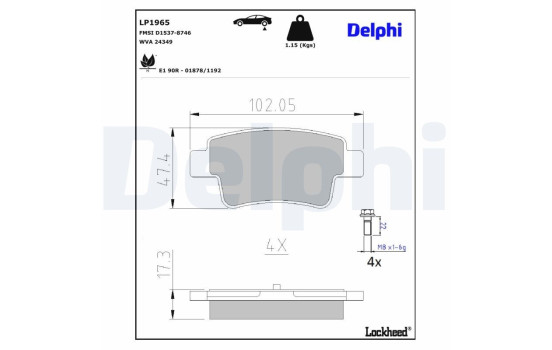 Brake Pad Set, disc brake LP1965 Delphi