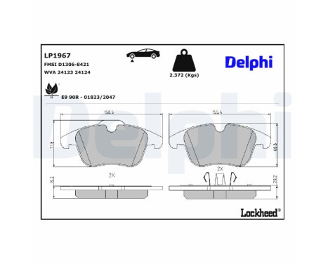 Brake Pad Set, disc brake LP1967 Delphi