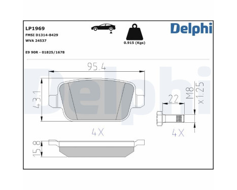 Brake Pad Set, disc brake LP1969 Delphi