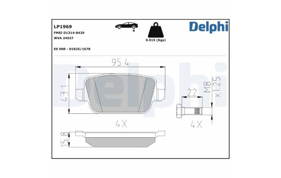 Brake Pad Set, disc brake LP1969 Delphi