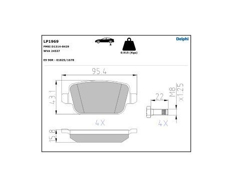 Brake Pad Set, disc brake LP1969 Delphi, Image 5
