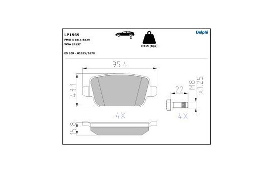Brake Pad Set, disc brake LP1969 Delphi, Image 5