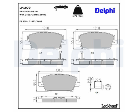 Brake Pad Set, disc brake LP1970 Delphi