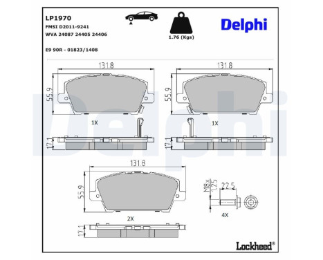 Brake Pad Set, disc brake LP1970 Delphi, Image 3