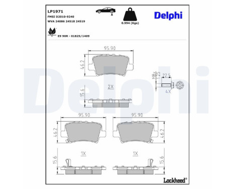 Brake Pad Set, disc brake LP1971 Delphi