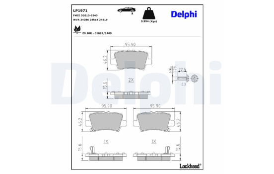 Brake Pad Set, disc brake LP1971 Delphi, Image 3