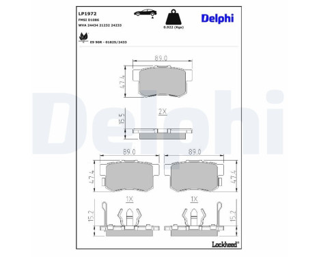 Brake Pad Set, disc brake LP1972 Delphi