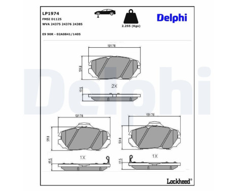 Brake Pad Set, disc brake LP1974 Delphi