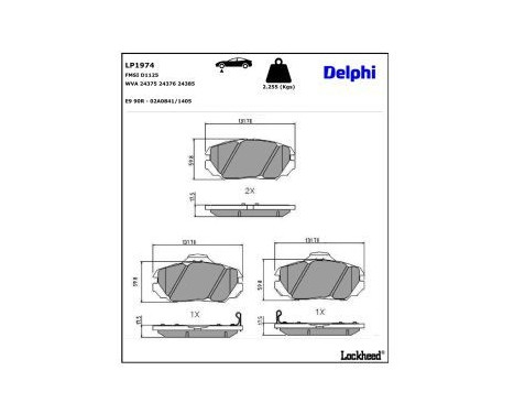 Brake Pad Set, disc brake LP1974 Delphi