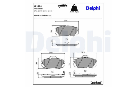 Brake Pad Set, disc brake LP1974 Delphi