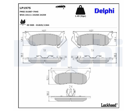 Brake Pad Set, disc brake LP1975 Delphi