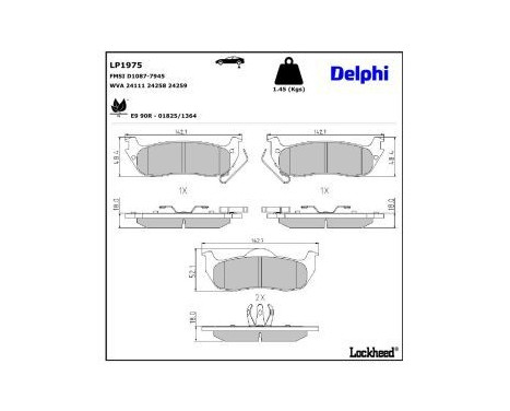 Brake Pad Set, disc brake LP1975 Delphi