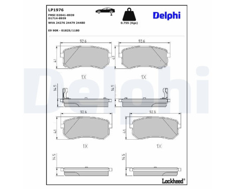 Brake Pad Set, disc brake LP1976 Delphi, Image 3