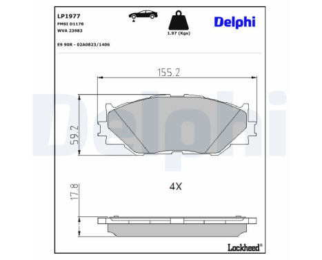 Brake Pad Set, disc brake LP1977 Delphi