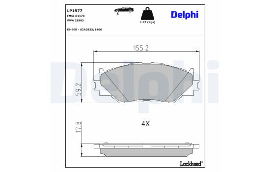 Brake Pad Set, disc brake LP1977 Delphi, Image 3