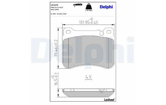 Brake Pad Set, disc brake LP1979 Delphi, Image 3