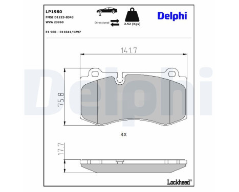 Brake Pad Set, disc brake LP1980 Delphi