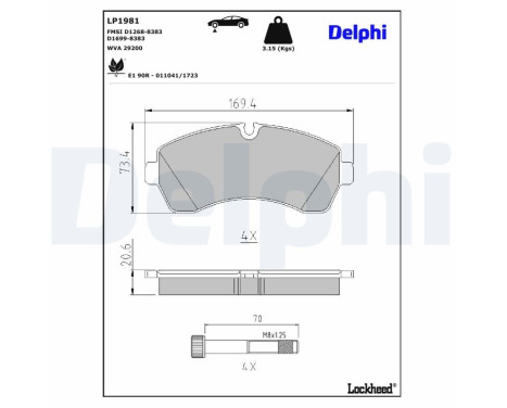 Brake Pad Set, disc brake LP1981 Delphi, Image 3