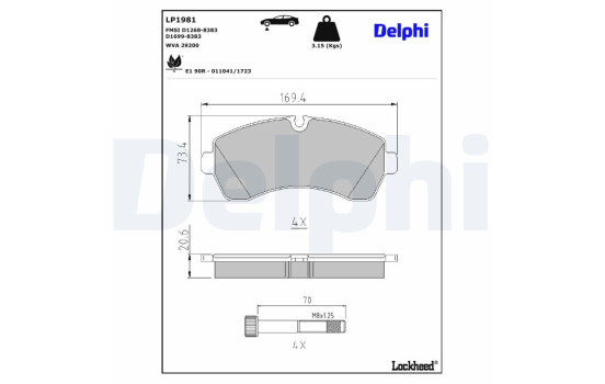 Brake Pad Set, disc brake LP1981 Delphi, Image 3