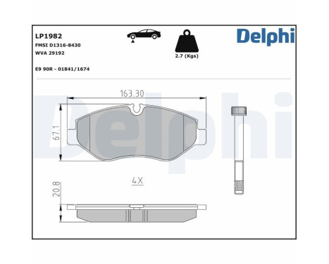 Brake Pad Set, disc brake LP1982 Delphi