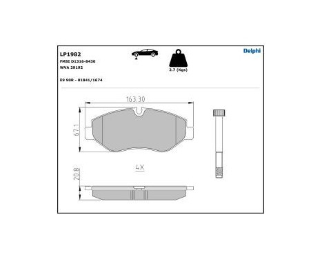 Brake Pad Set, disc brake LP1982 Delphi, Image 5