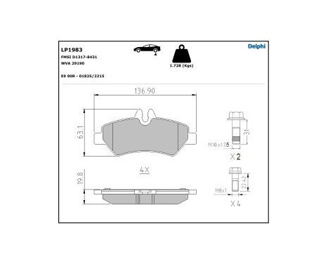 Brake Pad Set, disc brake LP1983 Delphi, Image 5