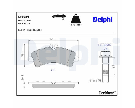 Brake Pad Set, disc brake LP1984 Delphi, Image 3