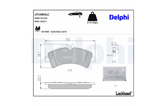 Brake pad set, disc brake LP1984LC Delphi