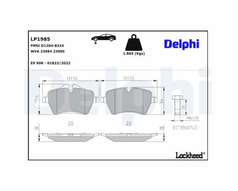 Brake Pad Set, disc brake LP1985 Delphi