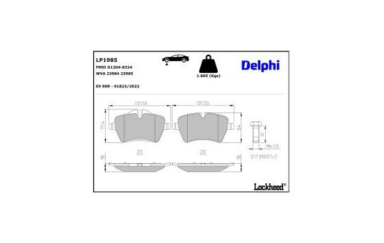 Brake Pad Set, disc brake LP1985 Delphi, Image 3