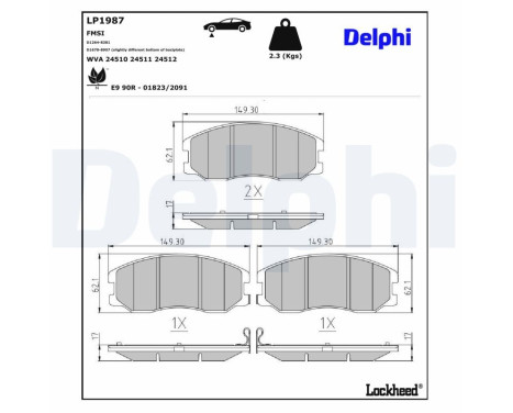 Brake Pad Set, disc brake LP1987 Delphi, Image 3