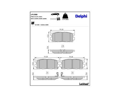 Brake Pad Set, disc brake LP1988 Delphi, Image 3