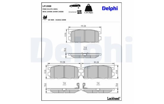 Brake Pad Set, disc brake LP1988 Delphi, Image 3