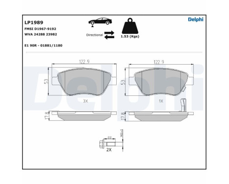 Brake Pad Set, disc brake LP1989 Delphi, Image 5