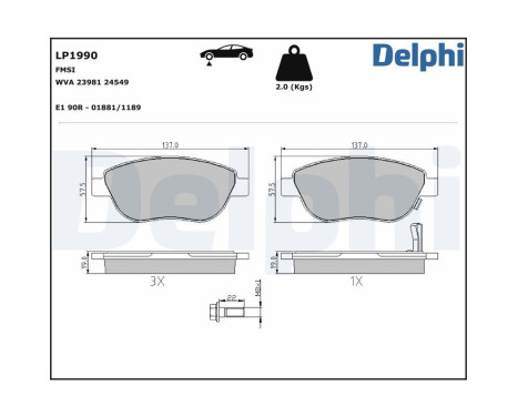 Brake Pad Set, disc brake LP1990 Delphi