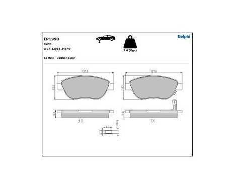 Brake Pad Set, disc brake LP1990 Delphi, Image 2