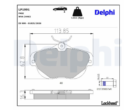 Brake Pad Set, disc brake LP1991 Delphi