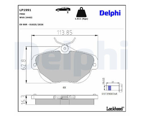 Brake Pad Set, disc brake LP1991 Delphi