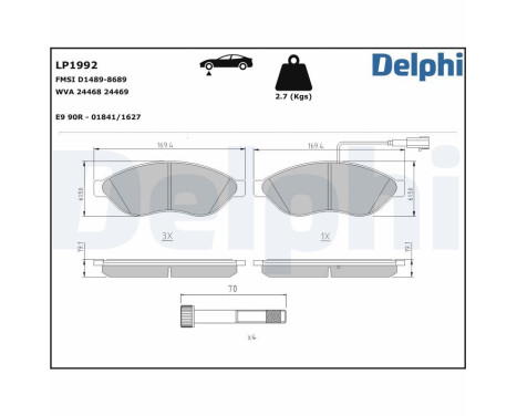 Brake Pad Set, disc brake LP1992 Delphi