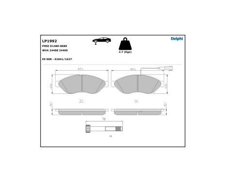 Brake Pad Set, disc brake LP1992 Delphi, Image 5