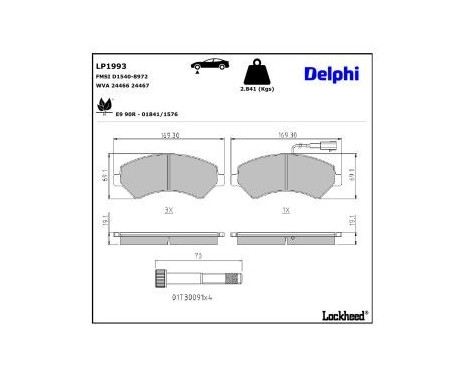 Brake Pad Set, disc brake LP1993 Delphi, Image 4